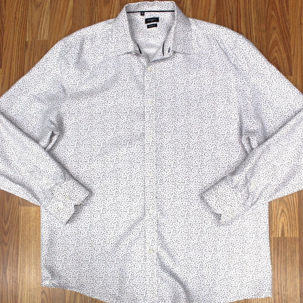 ROSSO MILANO MODERN FIT COTTON/POLY SHIRT WHITE, BROWN & BLACK X-LARGE, XL